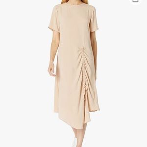 The Drop Short Sleeve Ruched Front Matte MidiDress